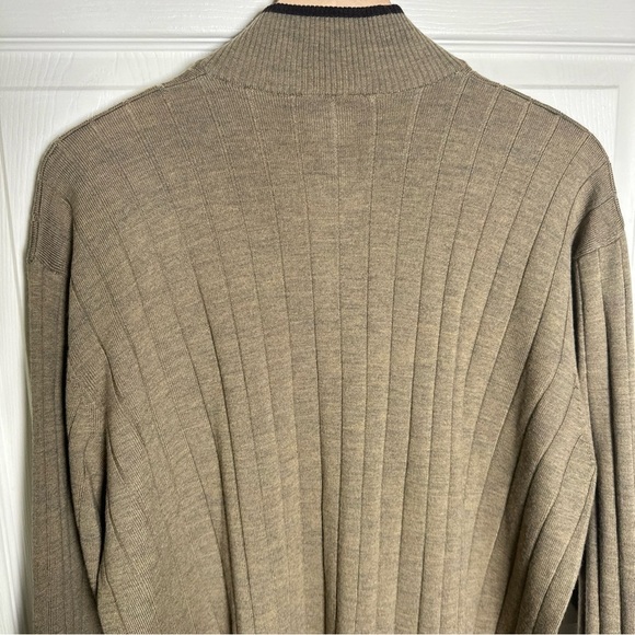 Patrick James XL 100% Fine Merino Wool Polo Sweater Mock Neck Brown Fall Staple - Picture 9 of 11